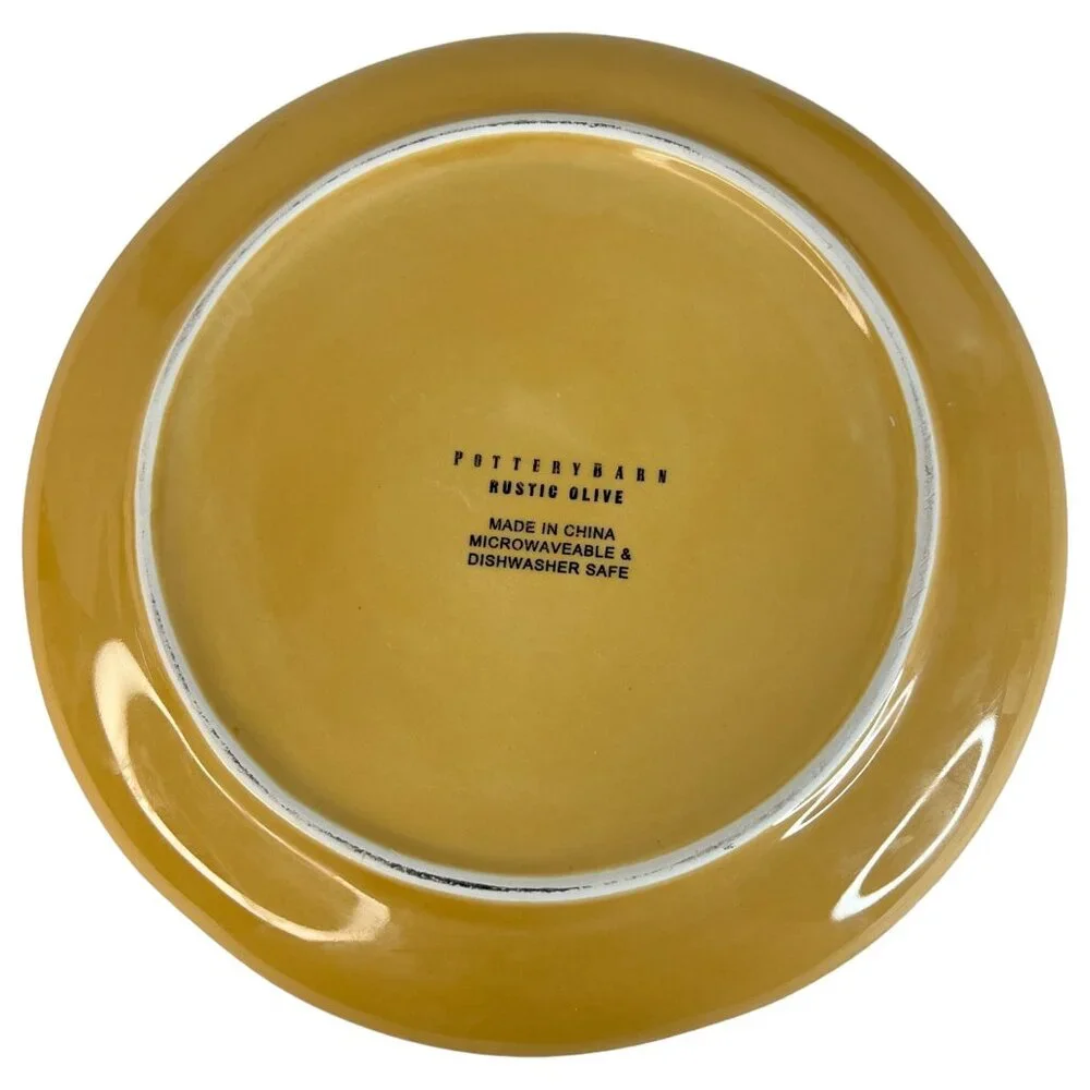 4‎ Pottery Barn Rustic Olive Salad Side Plates Complete Set Ceramic 8 Inch Cream